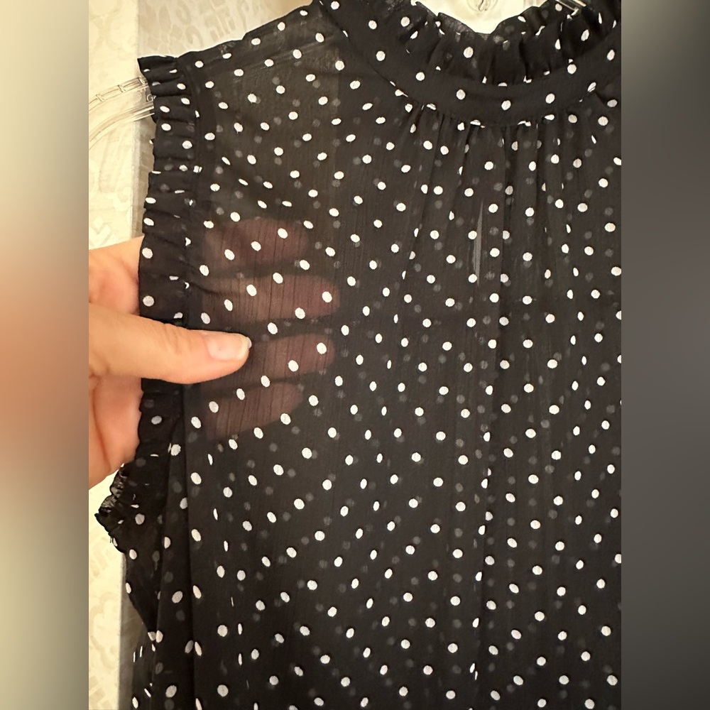 Black with white polka dot blouse from Who What Wear